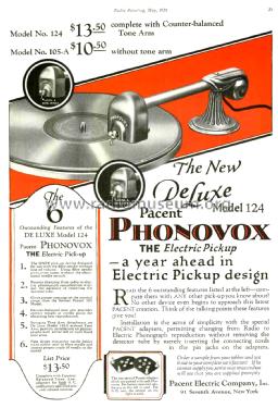 Phonovox De Luxe pick-up 105-A; Pacent, New York (ID = 2678884) Microphone/PU