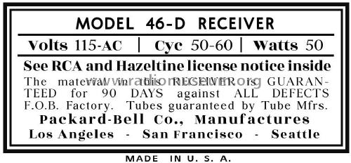 46 ; Packard Bell Co.; (ID = 3000996) Radio