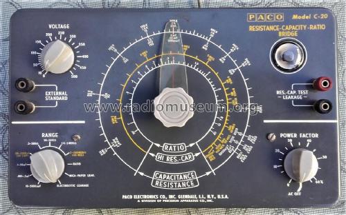 C-20 Resistance-Capacity Ratio Bridge; PACO Electronics Co. (ID = 2446096) Ausrüstung