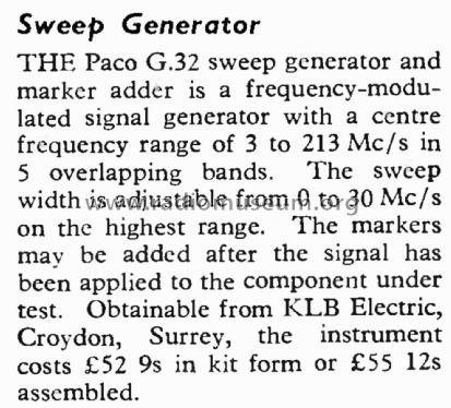 Sweep Generator G32; PACO Electronics Co. (ID = 2880274) Equipment