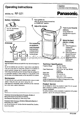 Panasonic RF-521; Panasonic do Brasil (ID = 2151520) Radio