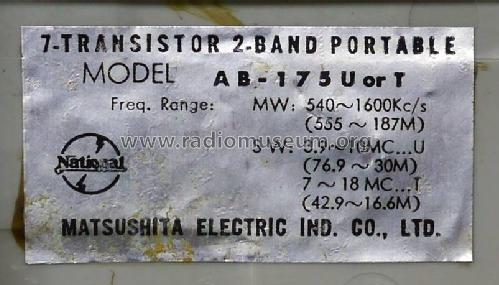 National 2 Band Transistor 7 AB-175T; Panasonic, (ID = 2082037) Radio