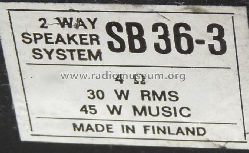2 Way Speaker System SB36-3; Panasonic, (ID = 1958475) Speaker-P