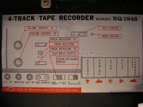 4-Track Tape Recorder RQ-194S; Panasonic, (ID = 1986573) R-Player