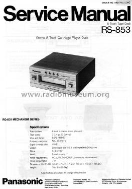 8 Track Stereo Play Deck RS-853; Panasonic, (ID = 1646805) Sonido-V