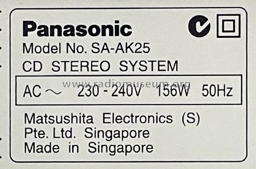 CD Stereo System SA-AK25 Singapore version Radio Panasonic