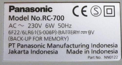 Clock Radio RC-700; Panasonic, (ID = 2601073) Radio