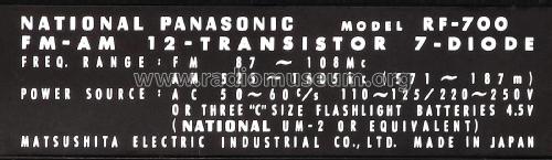 FM-AM 12 Transistor RF-700; Panasonic, (ID = 2108287) Radio
