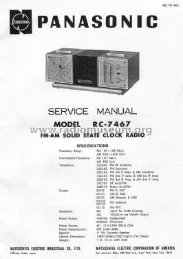 FM-AM Clock Radio 7-Transistor 6-Diode RC-7467; Panasonic, (ID = 1564651) Radio