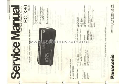 FM/AM Clock Radio Cassette Recorder RC-X80; Panasonic, (ID = 2561987) Radio