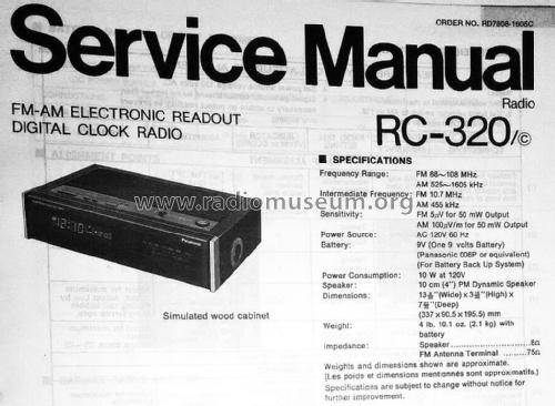 FM-AM Electronic Readout Digital Clock Radio RC-320; Panasonic, (ID = 2856857) Radio
