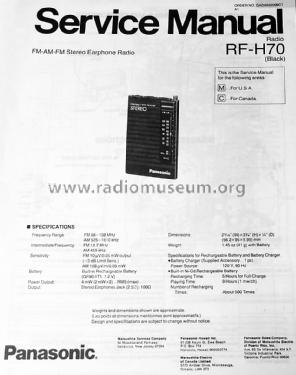 FM-AM-FM Stereo Earphone Radio RF-H70; Panasonic, (ID = 1628049) Radio