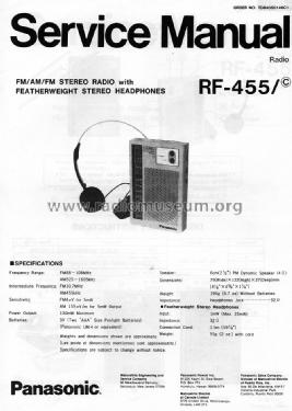 FM-AM-FM Stereo Receiver RF-455; Panasonic, (ID = 1628347) Radio