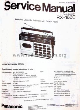 FM-AM Radio Cassette Recorder RX-1660; Panasonic, (ID = 1841061) Radio