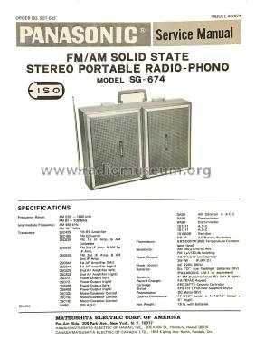 FM/AM Solid State Stereo Portable Radio-Phono SG-674; Panasonic, (ID = 2823941) Radio