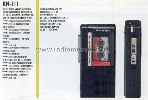 Microcassette™ Recorder RN-111; Panasonic, (ID = 1649809) Ton-Bild