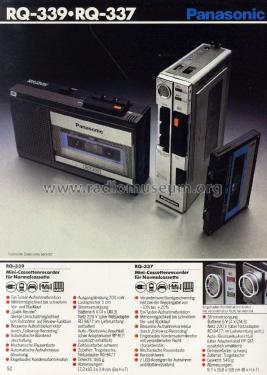 Mini Cassette Tape Recorder RQ-337; Panasonic, (ID = 1896683) Reg-Riprod