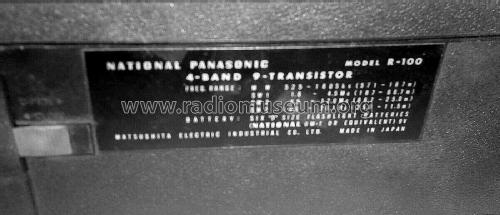 National Panasonic Hi-Fi Sound Deluxe 4-Band 9-Transistor R-100; Panasonic, (ID = 2814060) Radio