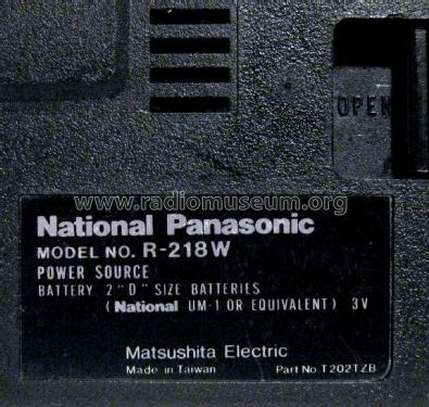 National Panasonic MW-SW 2-Band Radio R-218W; Panasonic, (ID = 2808780) Radio