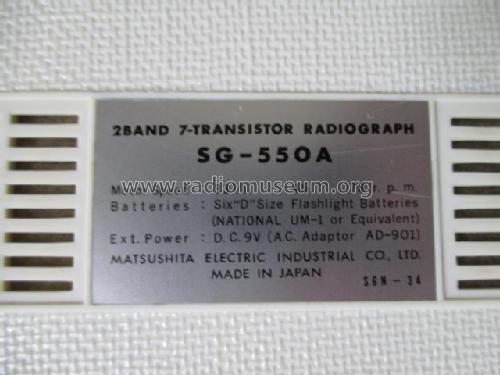 National All Transistor Radio-Phonograph SG-550A; Panasonic, (ID = 2391099) Radio