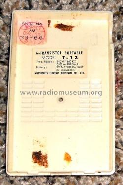 Panasonic 6 Transistor T-13; Panasonic, (ID = 2905396) Radio