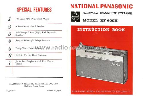 National Panasonic FM-MW-SW Transistor Portable RF-600H; Panasonic, (ID = 1936663) Radio