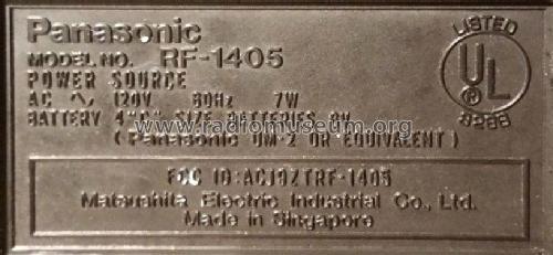 RF1405; Panasonic, (ID = 1885313) Radio