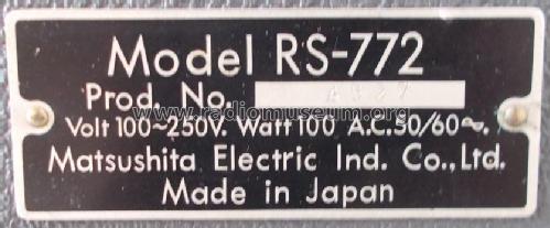 RS-772; Panasonic, (ID = 3010199) R-Player