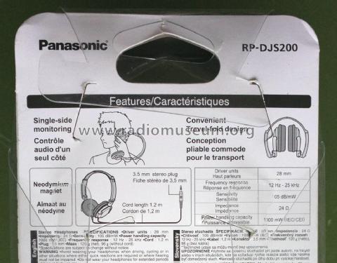 Stereo Headphones RP-DJS200; Panasonic, (ID = 1750492) Speaker-P