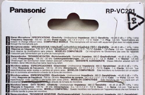 Stereo Microphone RP-VC201; Panasonic, (ID = 1769269) Microphone/PU