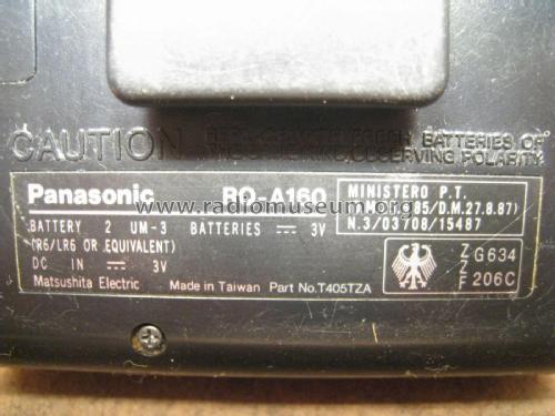 Stereo Radio Cassette Recording RQ-A160; Panasonic, (ID = 2099392) Radio