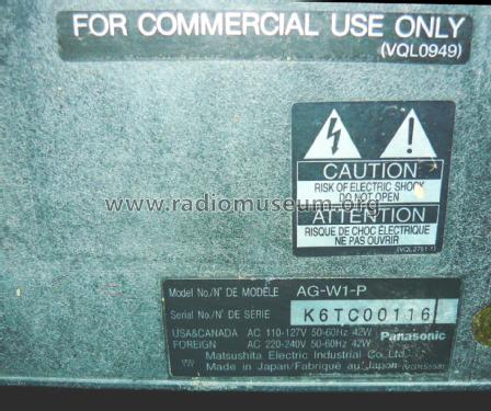 VHS Worldwide Video Communication AG-W1-P; Panasonic, (ID = 1826917) Enrég.-R
