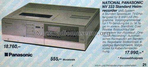 Video Cassette Recorder NV-333-EG; Panasonic, (ID = 2101658) R-Player