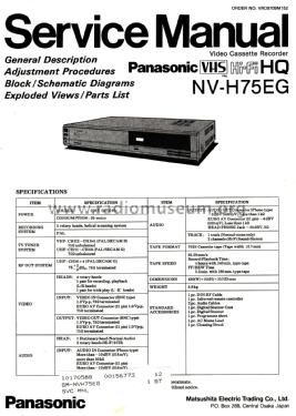 Video Cassette Recorder NV-H75 EG; Panasonic, (ID = 2852584) R-Player