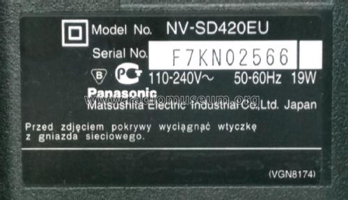 Video Cassette Recorder NV-SD420EU; Panasonic, (ID = 2413166) R-Player