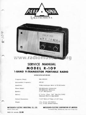 1 Band 9 Transistor Portable Radio R-109; Panasonic, (ID = 1526224) Radio