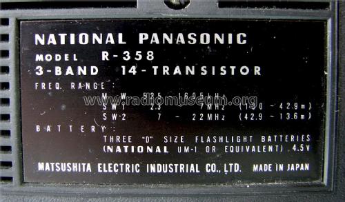 3-Band 2-Speaker 14-Transistor R-358; Panasonic, (ID = 1080718) Radio