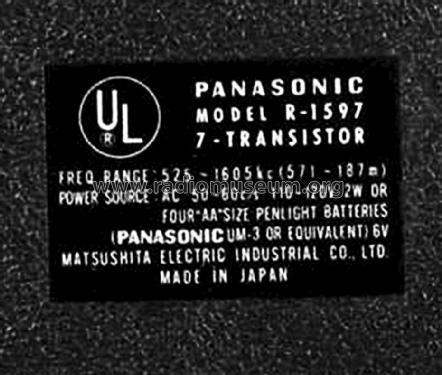 Panasonic 7 Transistor R-1597; Panasonic, (ID = 1426136) Radio