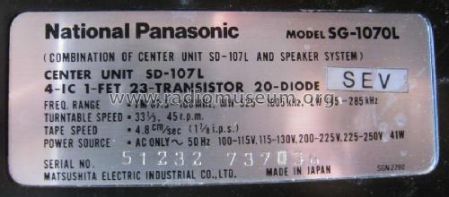 National Panasonic Center Unit SD-107L SG-1070L; Panasonic, (ID = 964733) Radio
