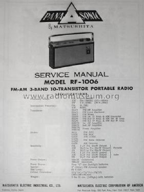 FM-AM 3-Band 10-Transistor Portable Radio RF-1006; Panasonic, (ID = 814935) Radio