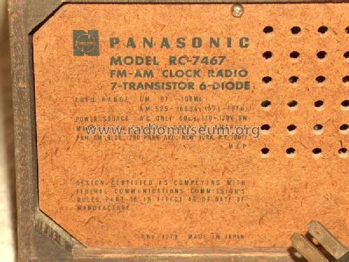 FM-AM Clock Radio 7-Transistor 6-Diode RC-7467; Panasonic, (ID = 1174720) Radio