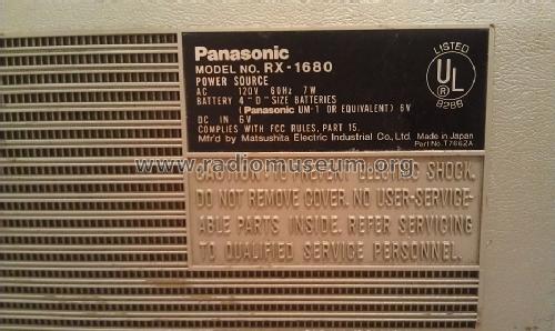 FM-AM Radio Cassette Recorder RX-1680; Panasonic, (ID = 1467524) Radio