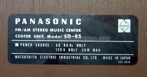 FM/AM Stereo Music Center SD-85; Panasonic, (ID = 1524554) Radio