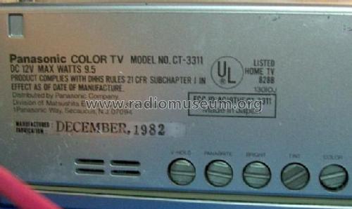 Panasonic Micro Color TV CT-3311 Ch= NMX-C1; Panasonic, (ID = 215635) Television