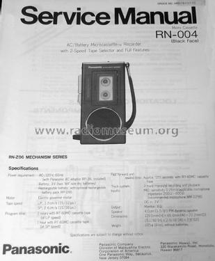 Microcassette Recorder RN-004; Panasonic, (ID = 1526277) Ton-Bild
