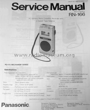 Microcassette Recorder RN-166; Panasonic, (ID = 1526275) R-Player