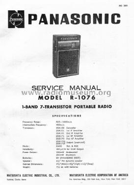 All Transistor R-1076; Panasonic, (ID = 1525985) Radio