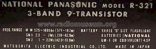 National Panasonic 3 Band 9 Transistor R-321; Panasonic, (ID = 604864) Radio