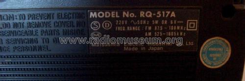 Radio Cassette Recorder RQ-517A; Panasonic, (ID = 1005906) Radio