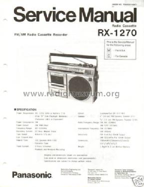 Radio Cassette Recorder RX-1270; Panasonic, (ID = 1495835) Radio